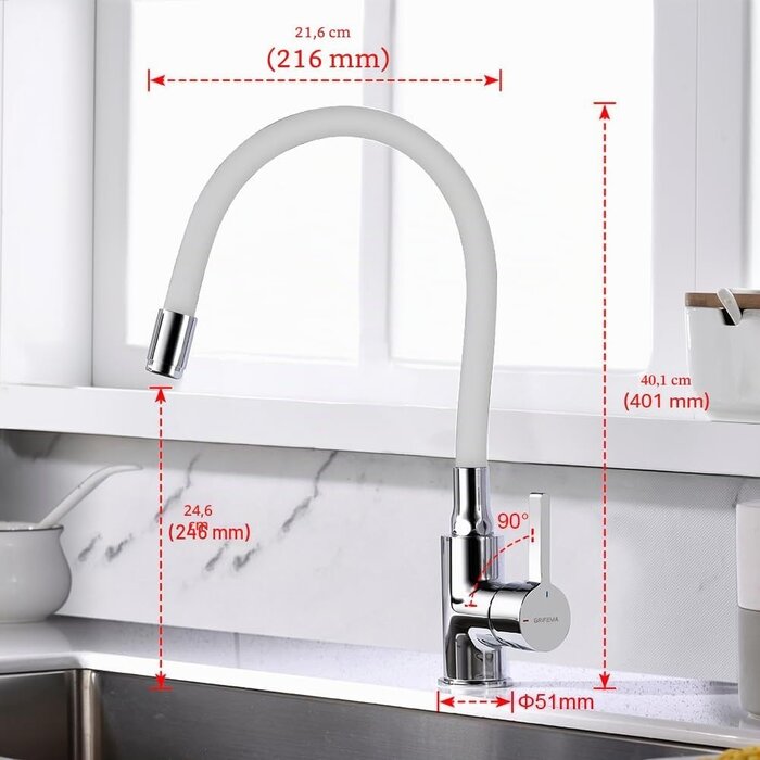 Mitigeur de cuisine pivotant 360° - Bec flexible - Jusqu'à 32% de remise