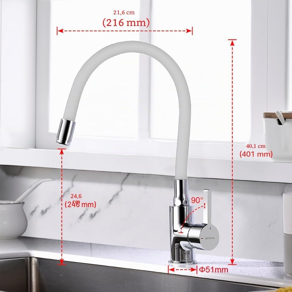 Mitigeur de cuisine pivotant 360° - Bec flexible - Jusqu'à 32% de remise