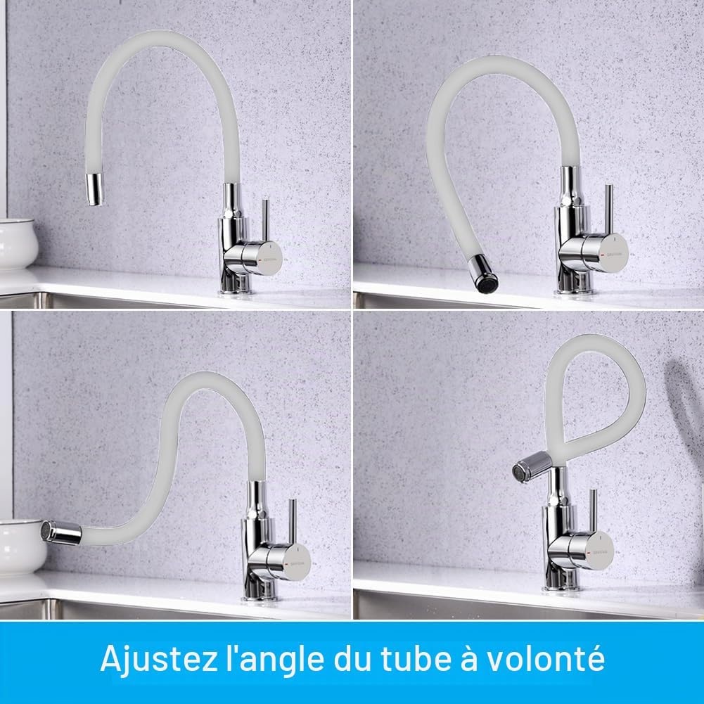 Mitigeur de cuisine pivotant 360° - Bec flexible - Jusqu'à 32% de remise