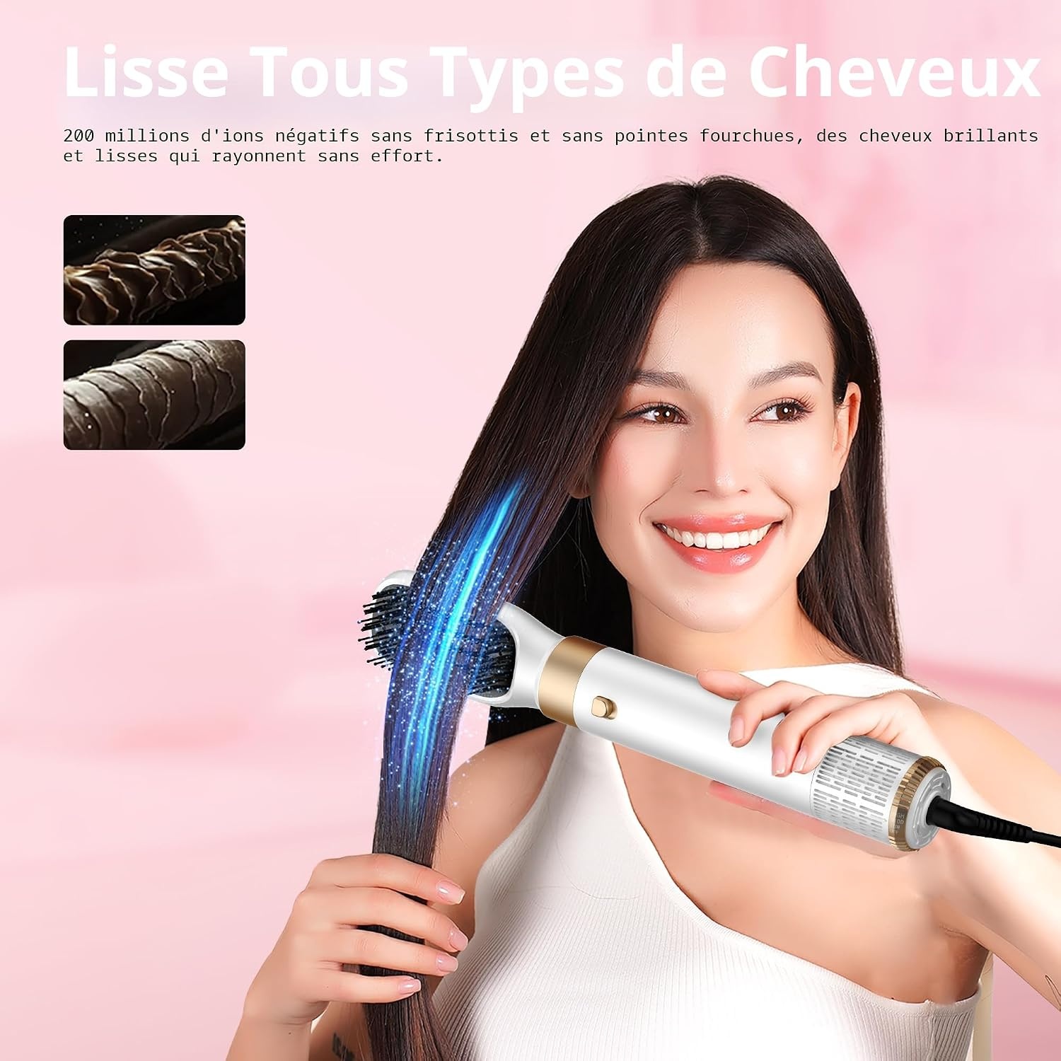 Brosse soufflante 6-en-1 ionique bleue - Jusqu'à -33% sur nos retours