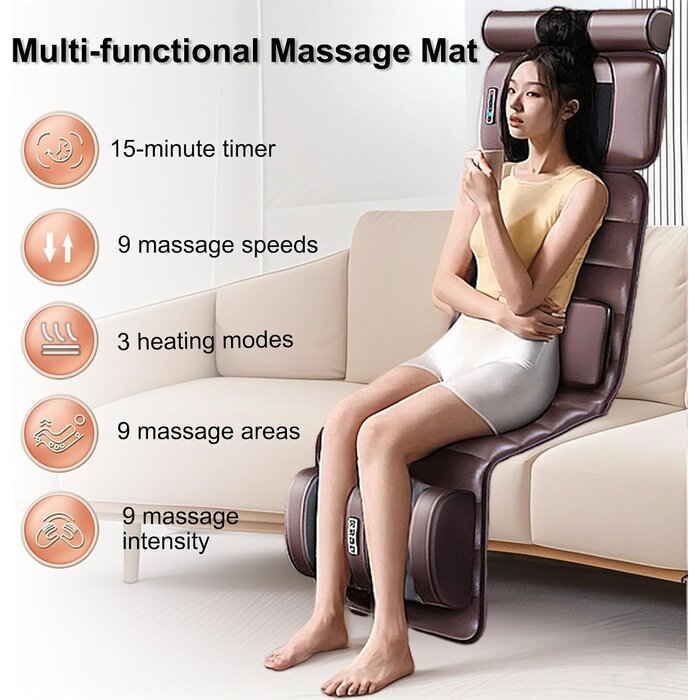 Tapis de massage complet 10 moteurs chauffant - Jusqu'à -34%