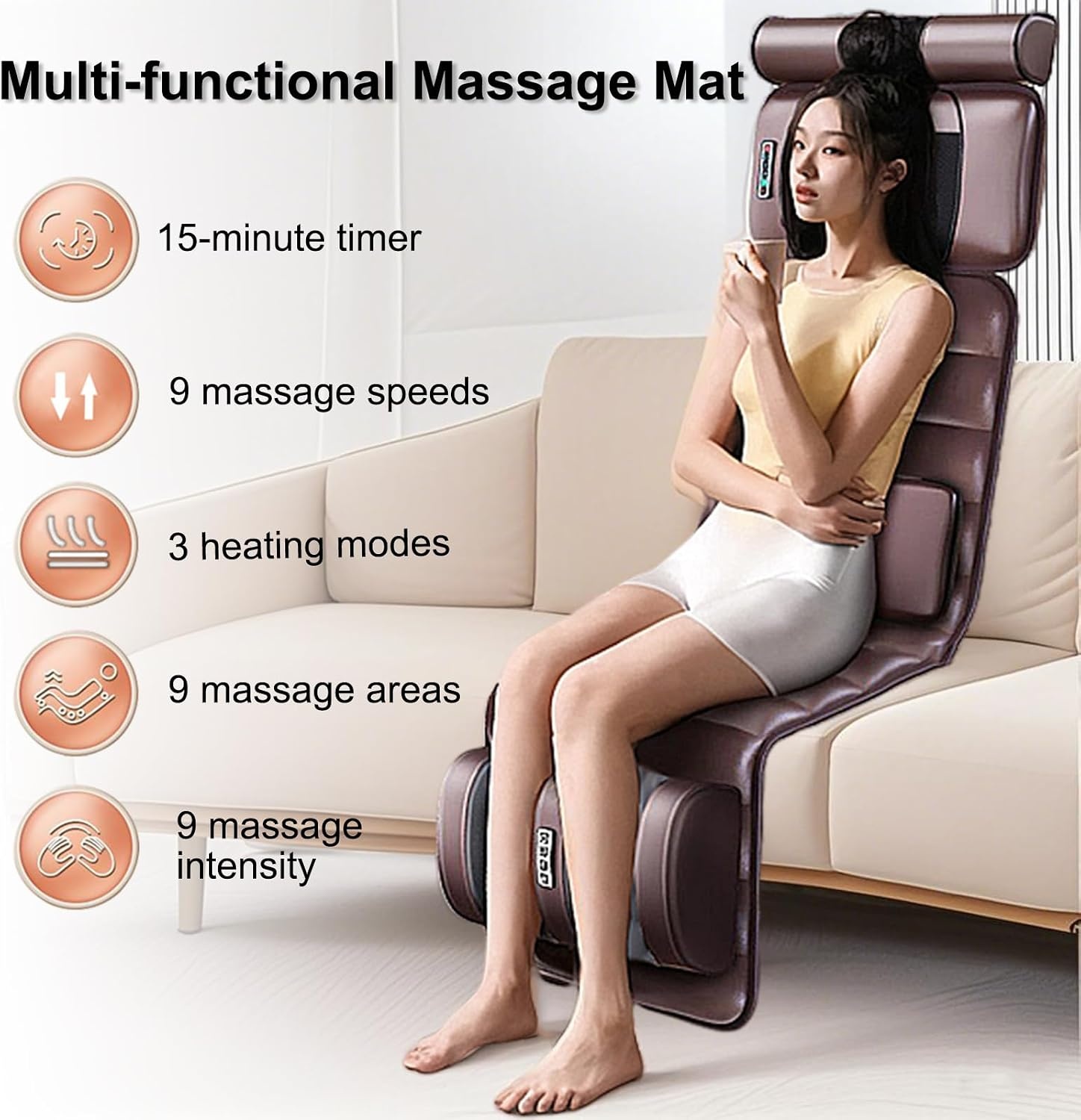 Tapis de massage complet 10 moteurs chauffant - Jusqu'à -34%