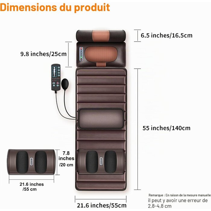 Tapis de massage complet 10 moteurs chauffant - Jusqu'à -34%