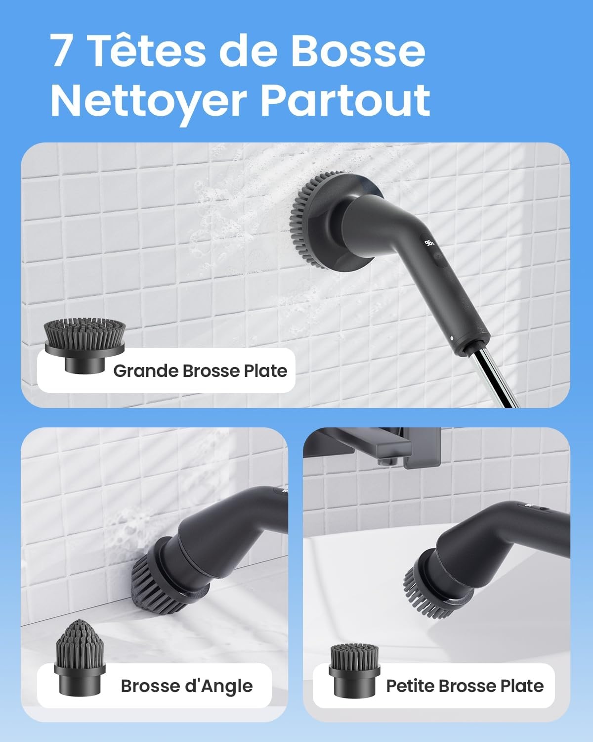 Brosse de nettoyage électrique rotative - Jusqu'à 33% de remise