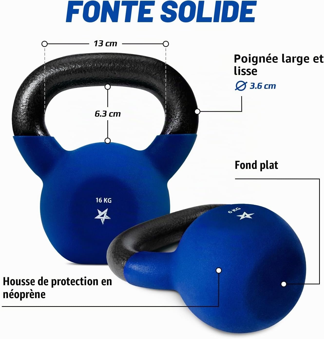 Kettlebell en fonte 16 kg - Jusqu'à -29% sur votre équipement fitness
