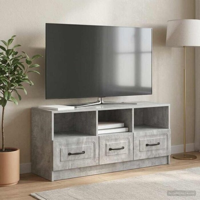 Vidaxl Meuble TV moderne 3 tiroirs gris béton - Jusqu'à 34% de réduction