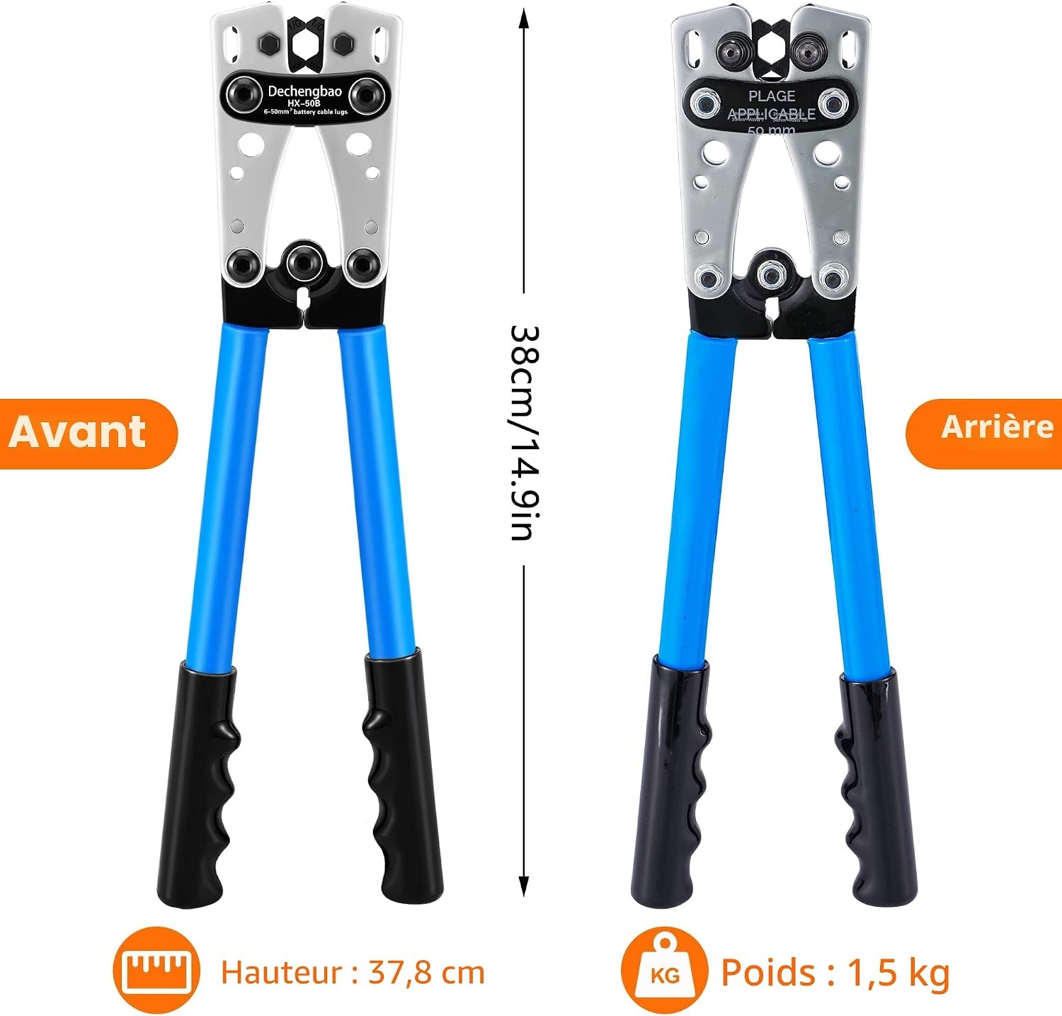Pince à sertir pour cosses 6-50 mm² + 60 cosses - Jusqu'à -32% sur l'outlet