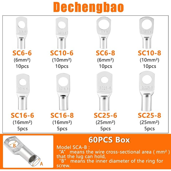 Pince à sertir pour cosses 6-50 mm² + 60 cosses - Jusqu'à -32% sur l'outlet