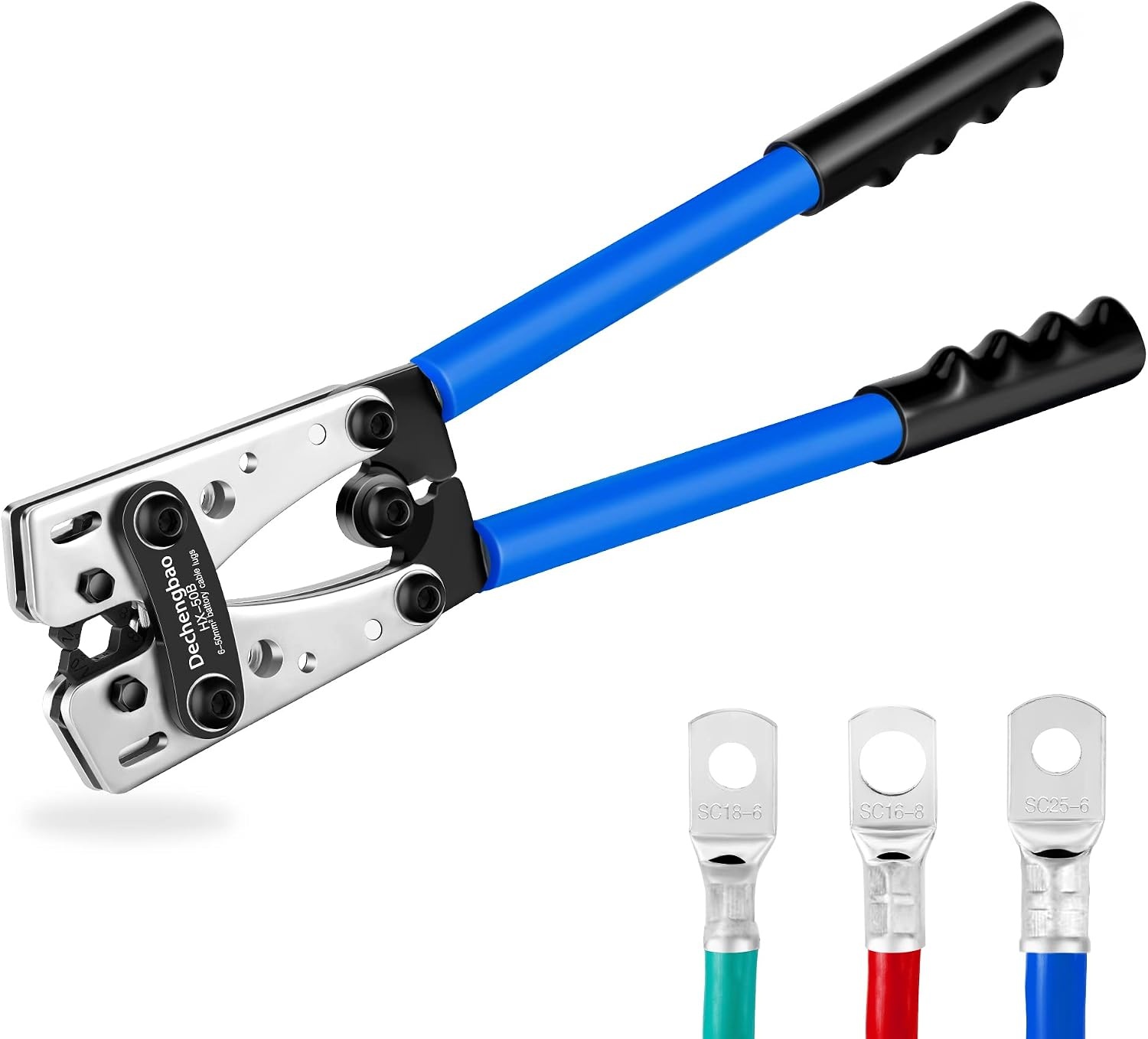 Pince à sertir pour cosses 6-50 mm² + 60 cosses - Jusqu'à -32% sur l'outlet