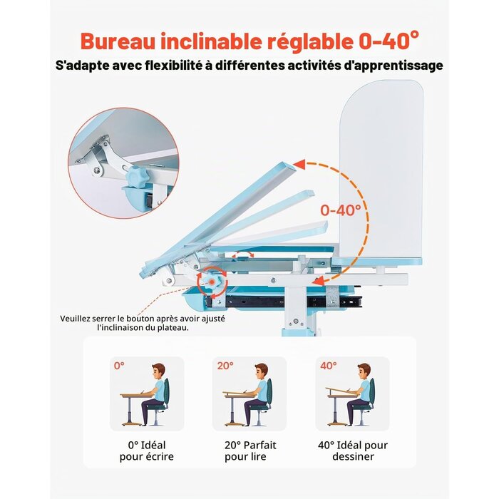 Vevor Bureau et Chaise Ergonomiques pour Enfant - Réglables - Jusqu'à -35%
