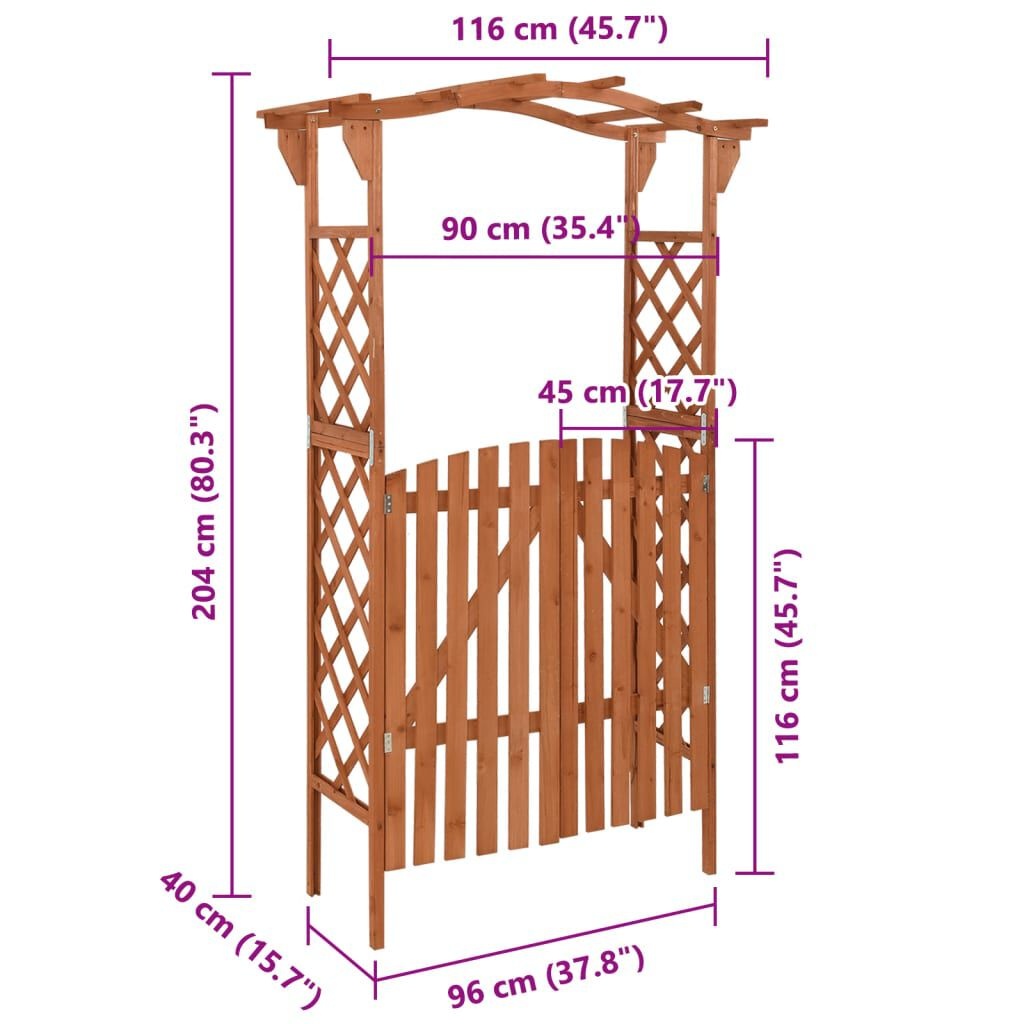 Vidaxl Pergola avec portail en bois massif 116x204 cm - Jusqu'à -35%