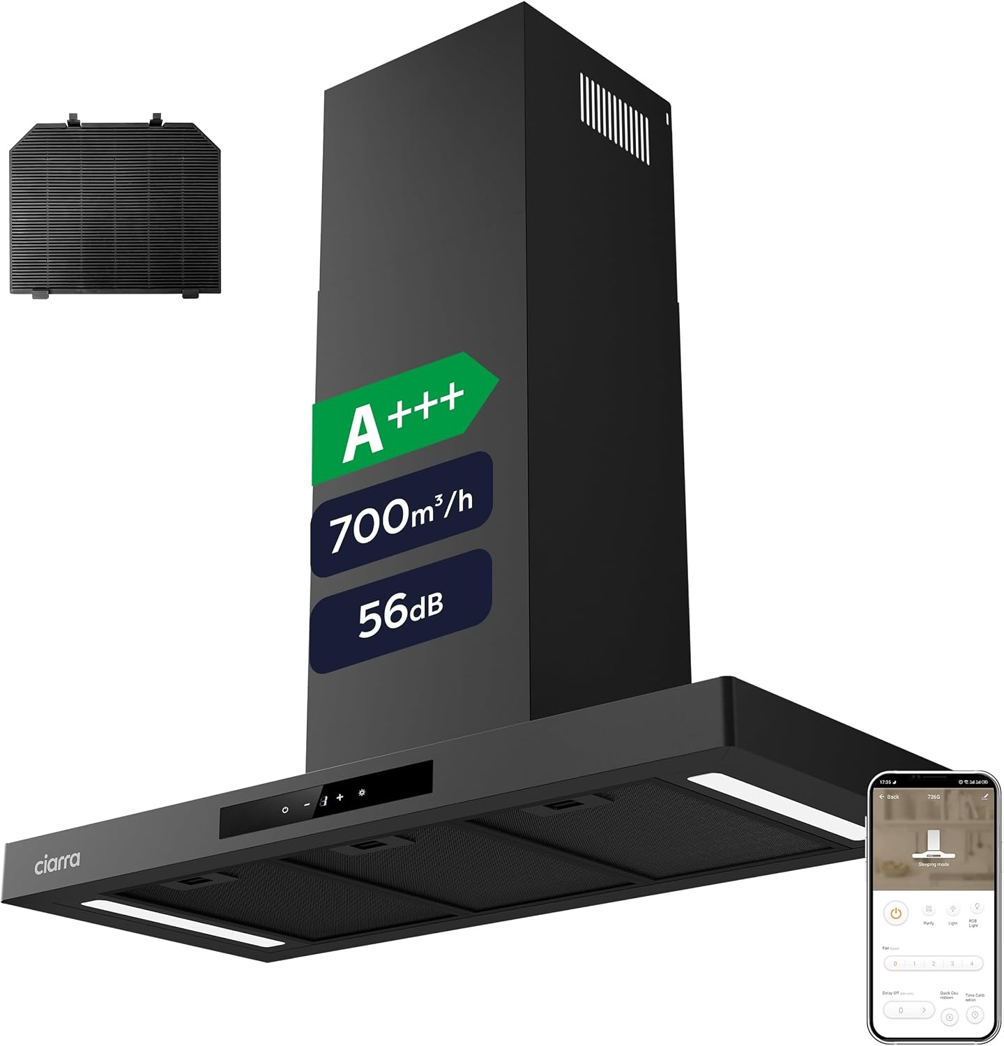 Hotte aspirante murale 90cm Wi-Fi - Jusqu'à -35% sur l'outlet