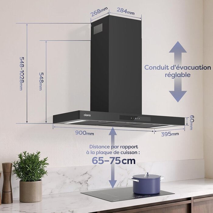 Hotte aspirante murale 90cm Wi-Fi - Jusqu'à -35% sur l'outlet