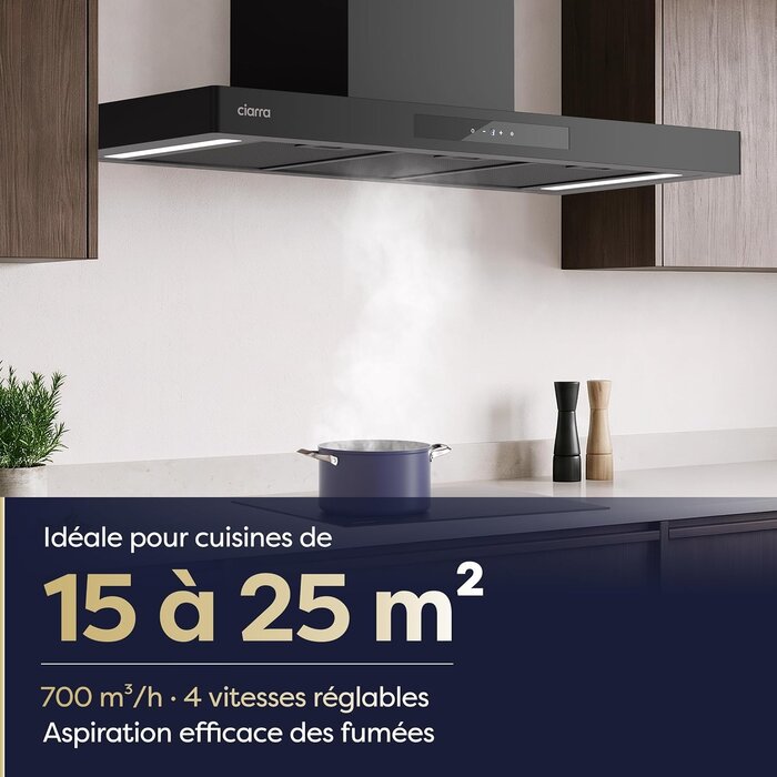 Hotte aspirante murale 90cm Wi-Fi - Jusqu'à -35% sur l'outlet