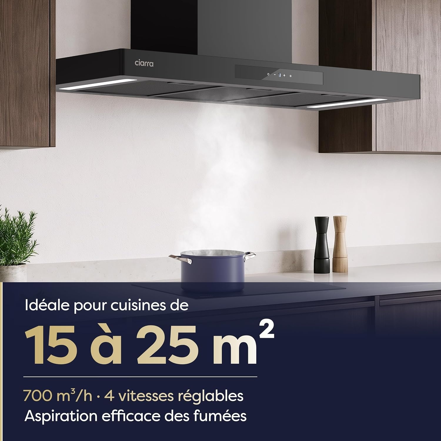 Hotte aspirante murale 90cm Wi-Fi - Jusqu'à -35% sur l'outlet