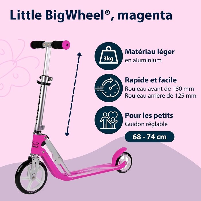 Trottinette pliable pour enfants - Aluminium - Magenta - Jusqu'à 40% de remise