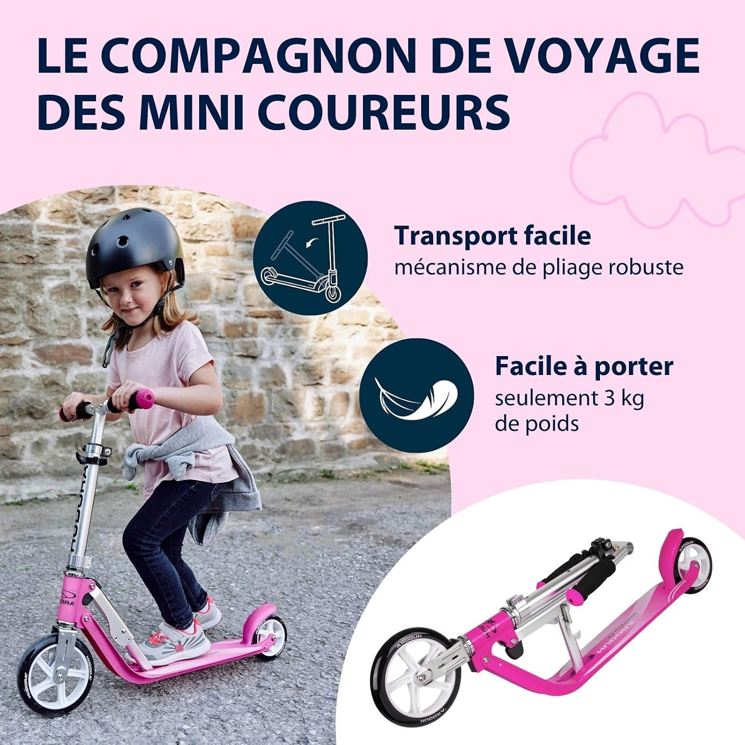 Trottinette pliable pour enfants - Aluminium - Magenta - Jusqu'à 40% de remise