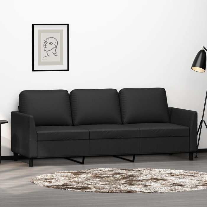 Vidaxl Canapé 3 places 180 cm en similicuir noir - Jusqu'à -19%