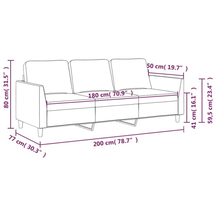Vidaxl Canapé 3 places 180 cm en similicuir noir - Jusqu'à -19%
