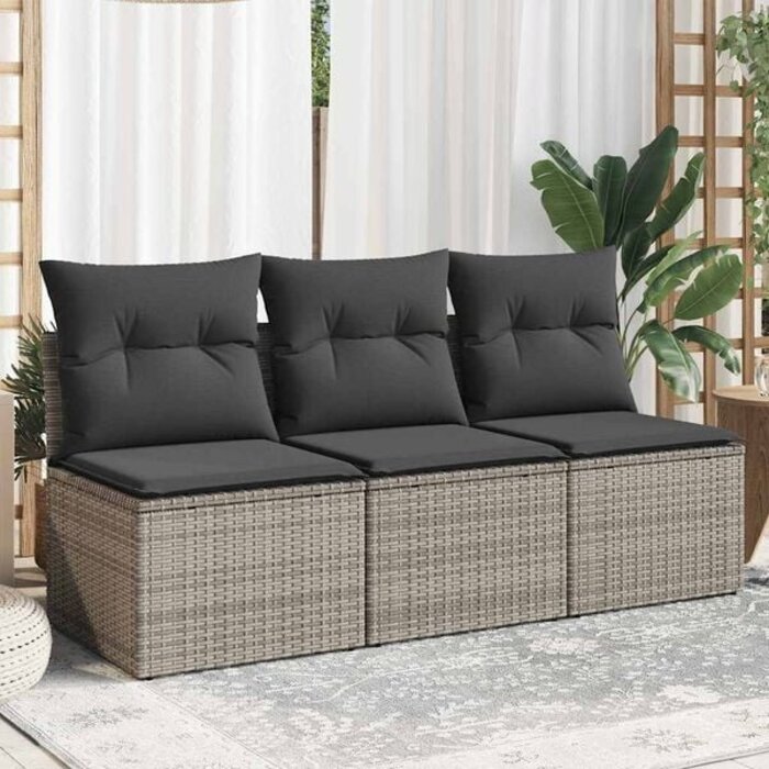 Vidaxl Banc de jardin 3 places avec rangement et coussins - Gris - Jusqu'à 35% de remise