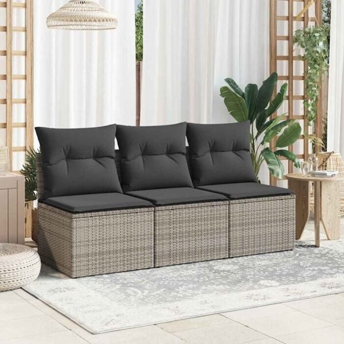 Vidaxl Banc de jardin 3 places avec rangement et coussins - Gris - Jusqu'à 35% de remise