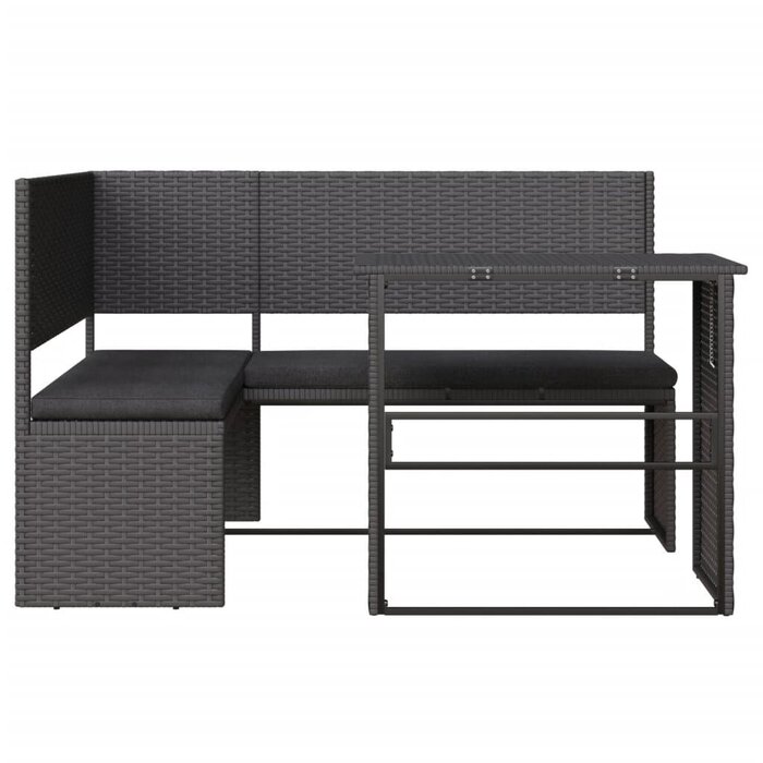 Vidaxl Banc de jardin en L avec table - Noir - Jusqu'à -35% d'économie