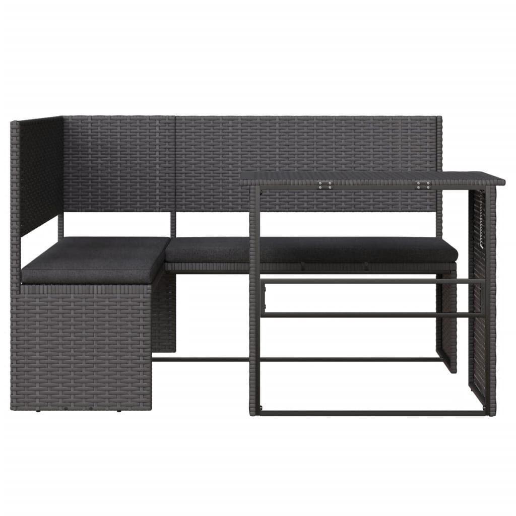 Vidaxl Banc de jardin en L avec table - Noir - Jusqu'à -35% d'économie