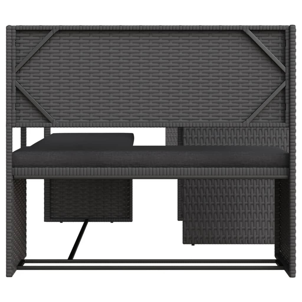 Vidaxl Banc de jardin en L avec table - Noir - Jusqu'à -35% d'économie
