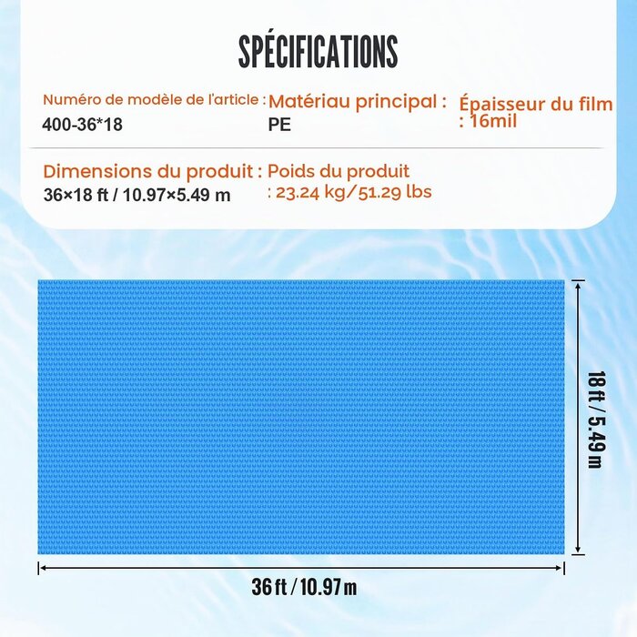 Bâche solaire pour piscine 11 x 5,49 m - Jusqu'à -35% de remise