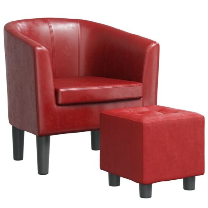 Vidaxl Fauteuil cocktail avec repose-pieds - Similicuir bordeaux - Jusqu'à -35%