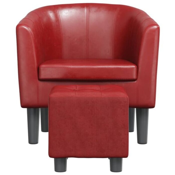 Vidaxl Fauteuil cocktail avec repose-pieds - Similicuir bordeaux - Jusqu'à -35%