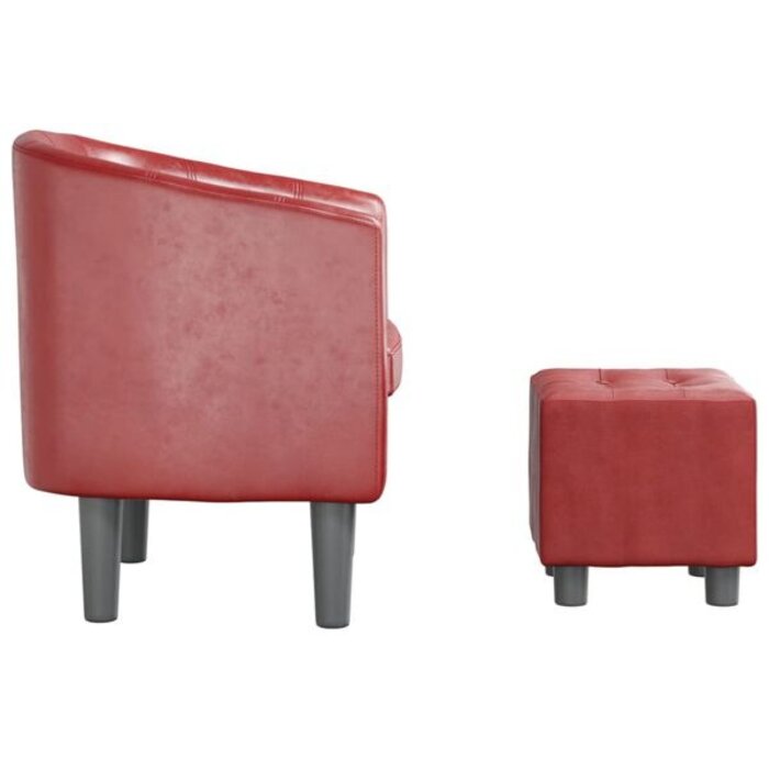 Vidaxl Fauteuil cocktail avec repose-pieds - Similicuir bordeaux - Jusqu'à -35%