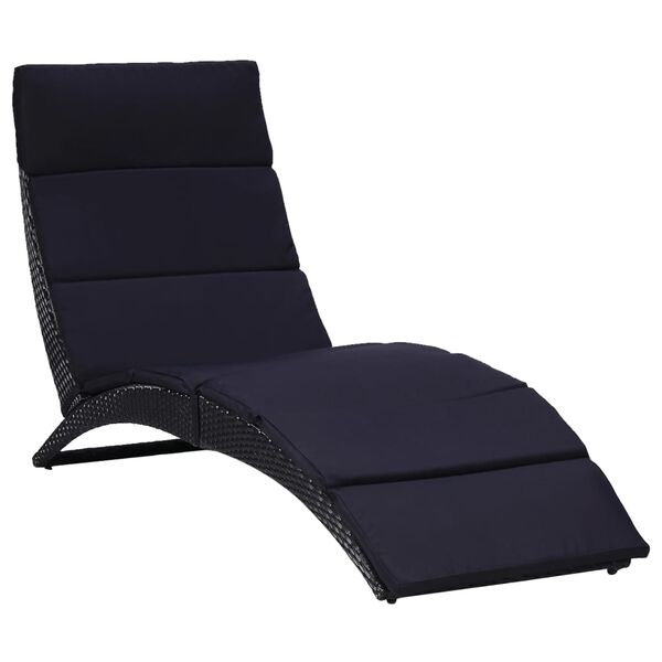 Vidaxl Bain de soleil en rotin noir avec coussin - Jusqu'à -34%
