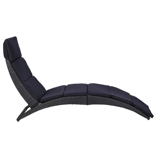 Vidaxl Bain de soleil en rotin noir avec coussin - Jusqu'à -34%