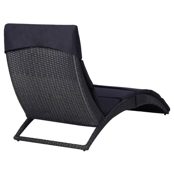 Vidaxl Bain de soleil en rotin noir avec coussin - Jusqu'à -34%