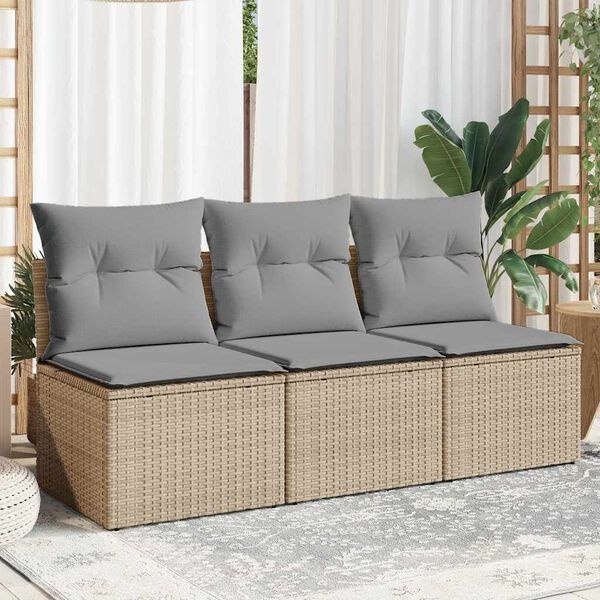 Vidaxl Banc de jardin 3 places en poly rotin beige - Jusqu'à 35% de remise