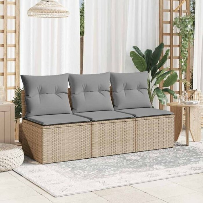 Vidaxl Banc de jardin 3 places en poly rotin beige - Jusqu'à 35% de remise