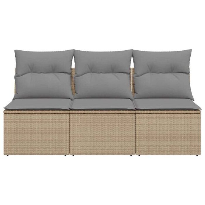 Vidaxl Banc de jardin 3 places en poly rotin beige - Jusqu'à 35% de remise