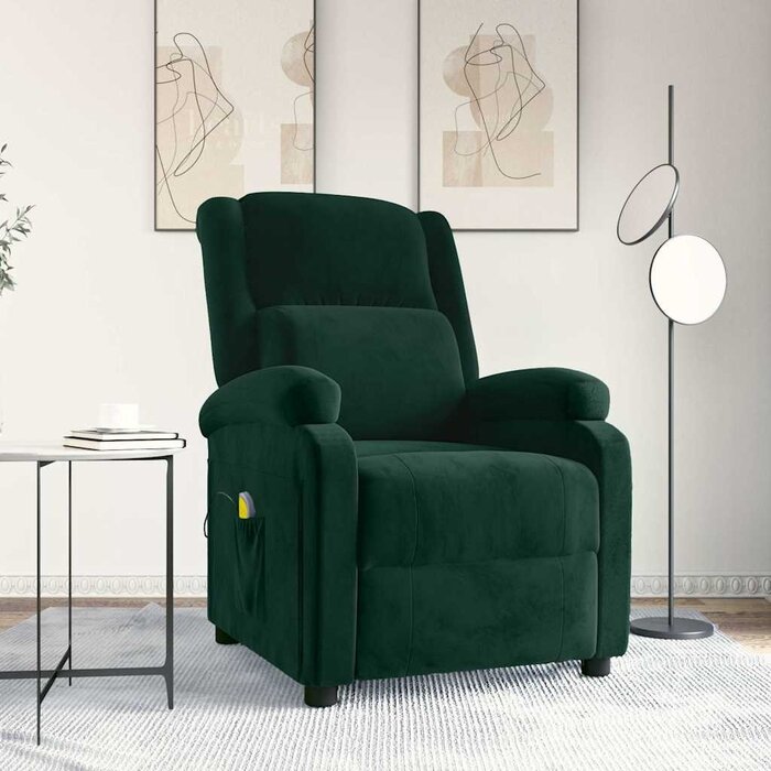 Vidaxl Fauteuil de massage inclinable en velours vert - Jusqu'à -35%