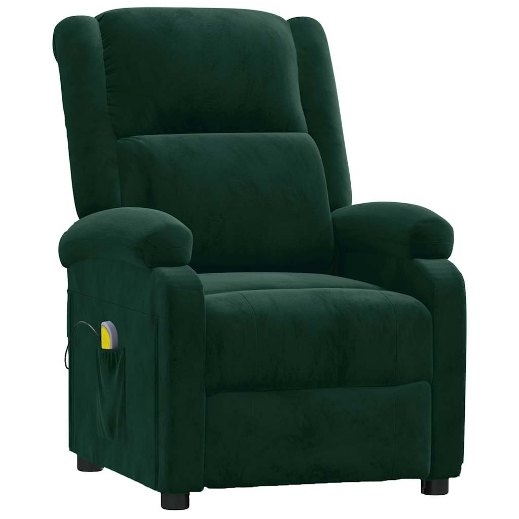 Vidaxl Fauteuil de massage inclinable en velours vert - Jusqu'à -35%