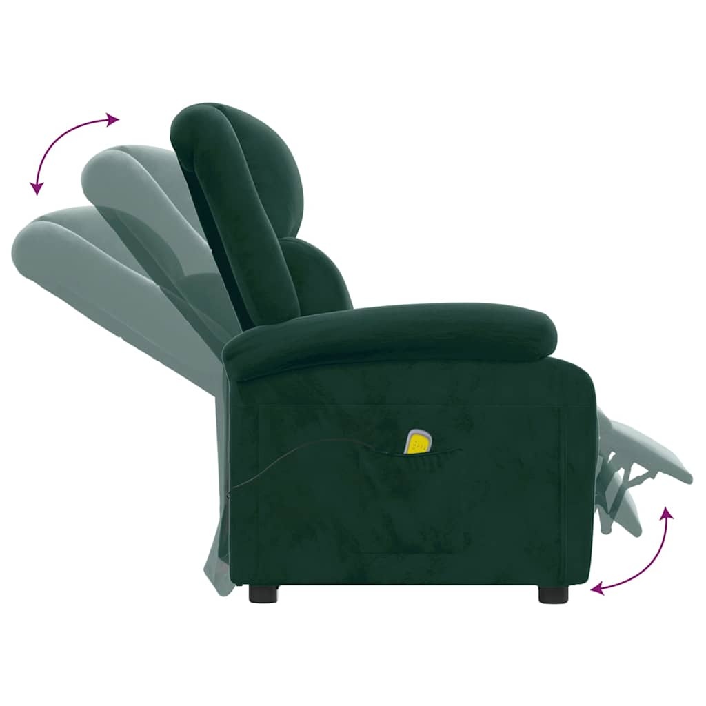 Vidaxl Fauteuil de massage inclinable en velours vert - Jusqu'à -35%