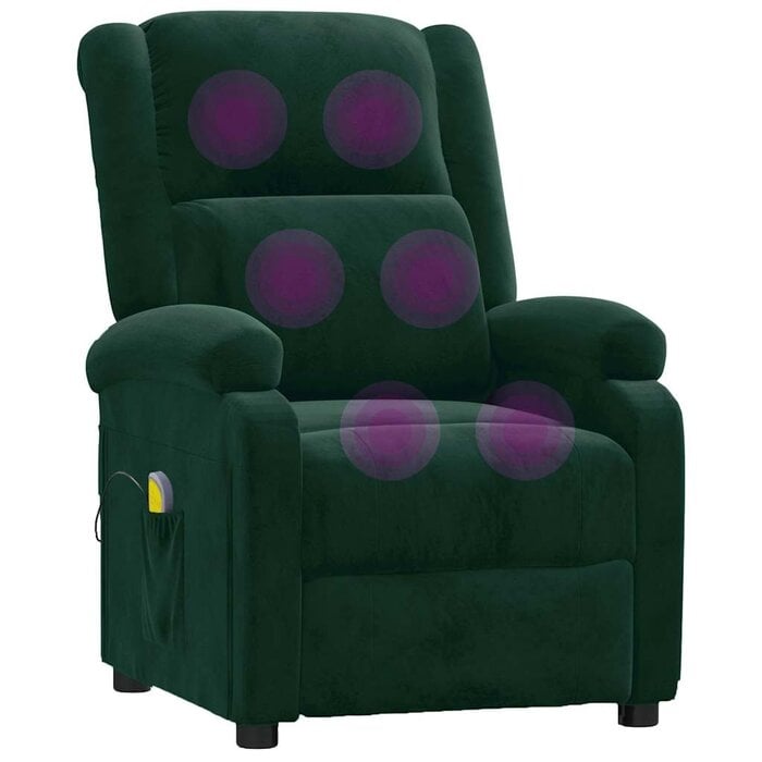 Vidaxl Fauteuil de massage inclinable en velours vert - Jusqu'à -35%
