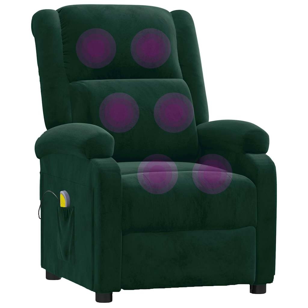 Vidaxl Fauteuil de massage inclinable en velours vert - Jusqu'à -35%