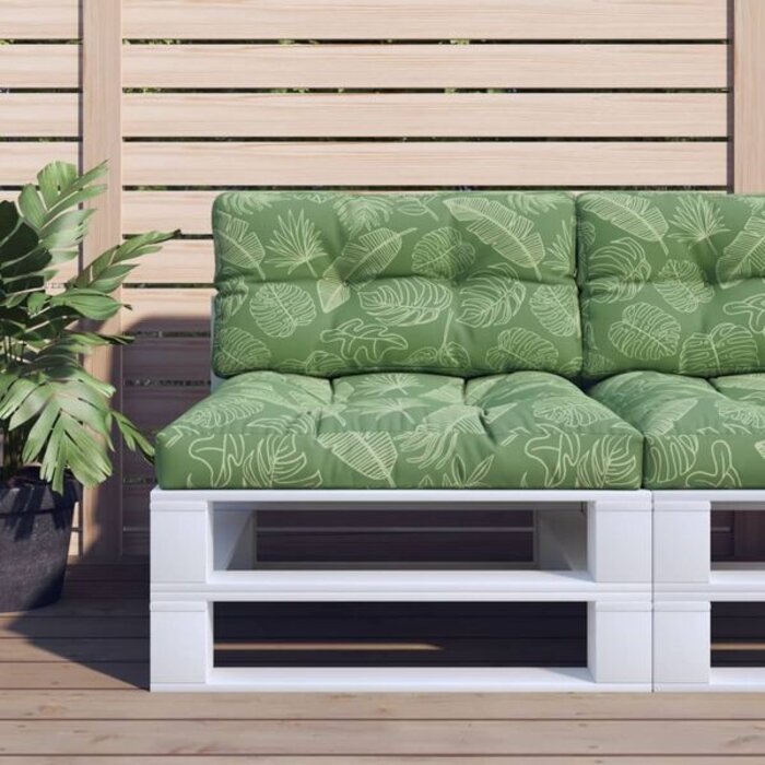 Vidaxl Lot de 2 coussins palette motif feuilles - Jusqu'à -67%