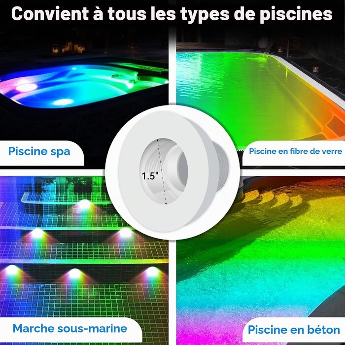 Projecteur LED RGB pour piscine et spa 6W - Filetage 1,5" - Jusqu'à -41%