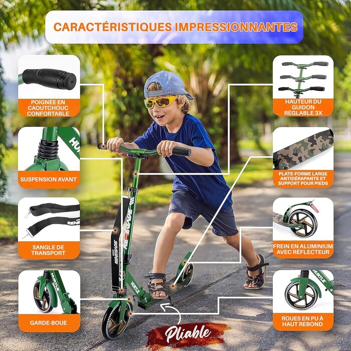 Trottinette pliable urbaine - Guidon réglable - Jusqu'à 42% de réduction