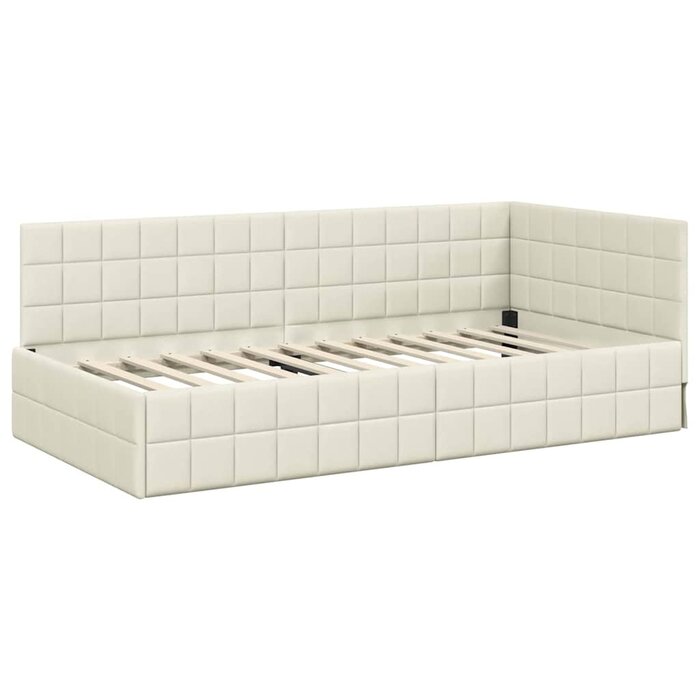 Cadre de lit d'angle en velours crème 100x200 cm - Jusqu'à -30%