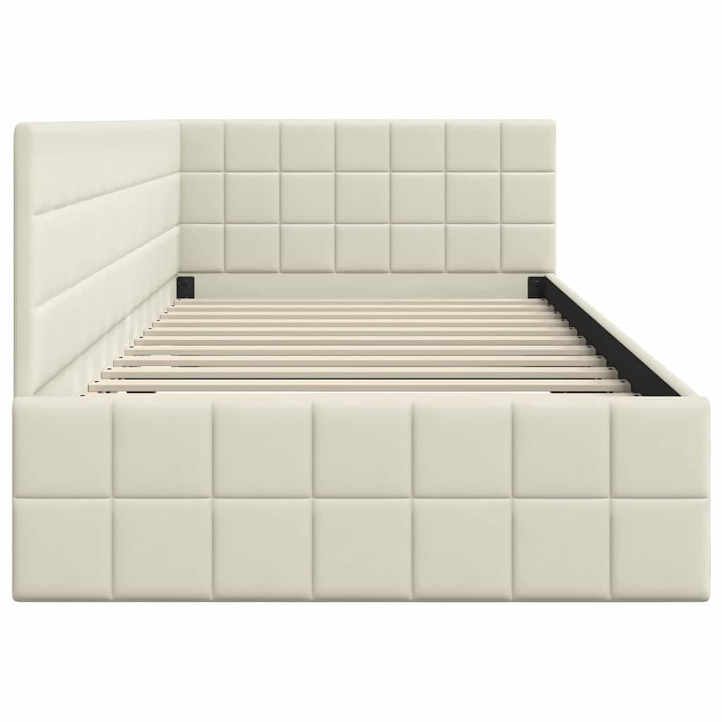 Cadre de lit d'angle en velours crème 100x200 cm - Jusqu'à -30%