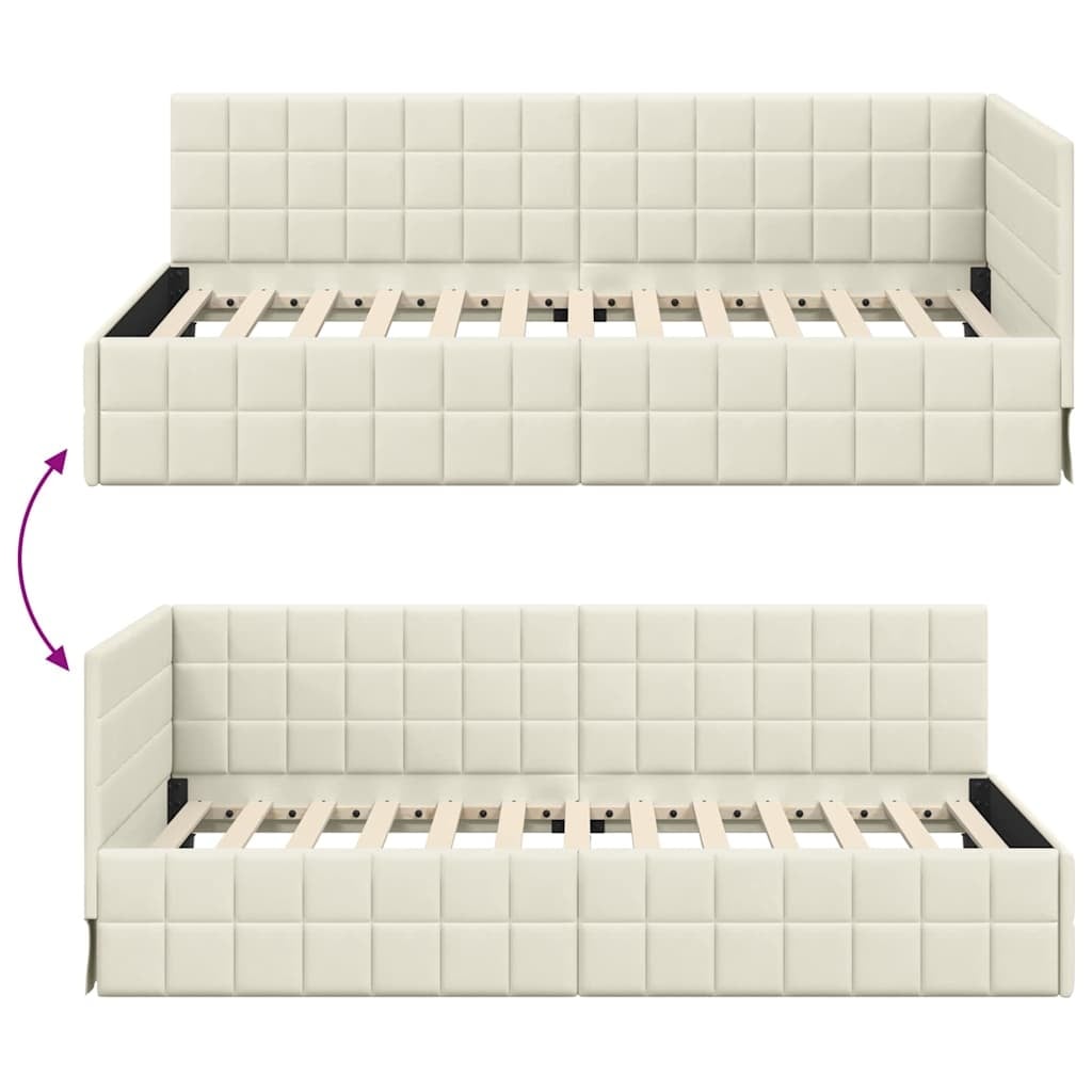 Cadre de lit d'angle en velours crème 100x200 cm - Jusqu'à -30%