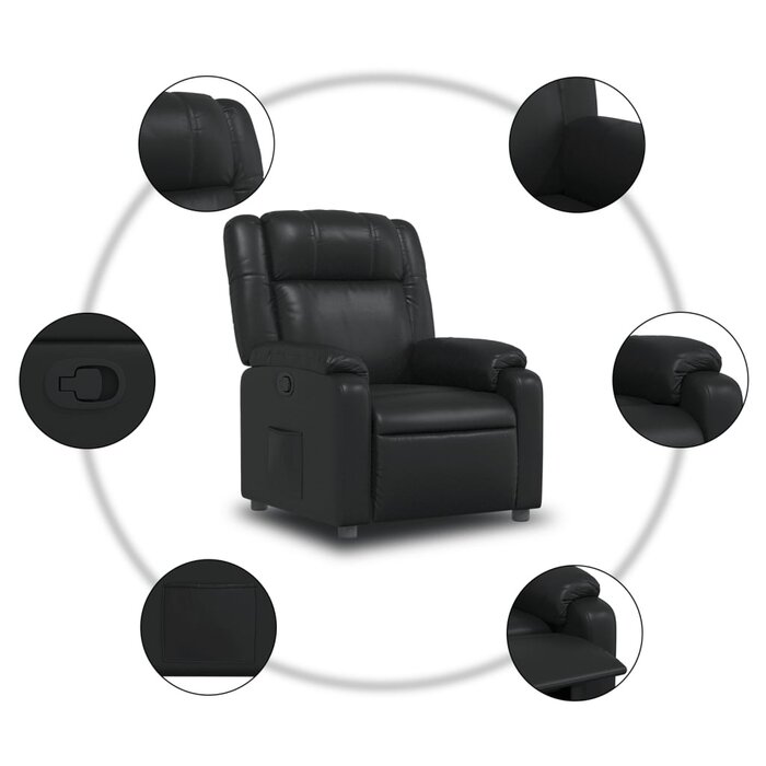 Fauteuil inclinable en similicuir noir - Jusqu'à -35% sur le prix d'origine